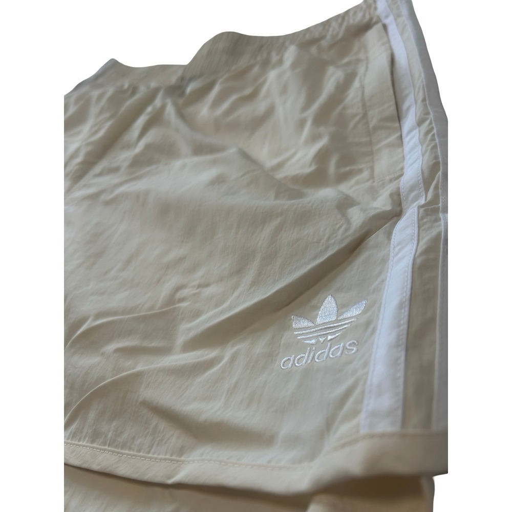 Adidas Originals Mens 3-Stripe Nylon Shorts Cream Off-White XL Trefoil Athletic - Picture 2 of 6